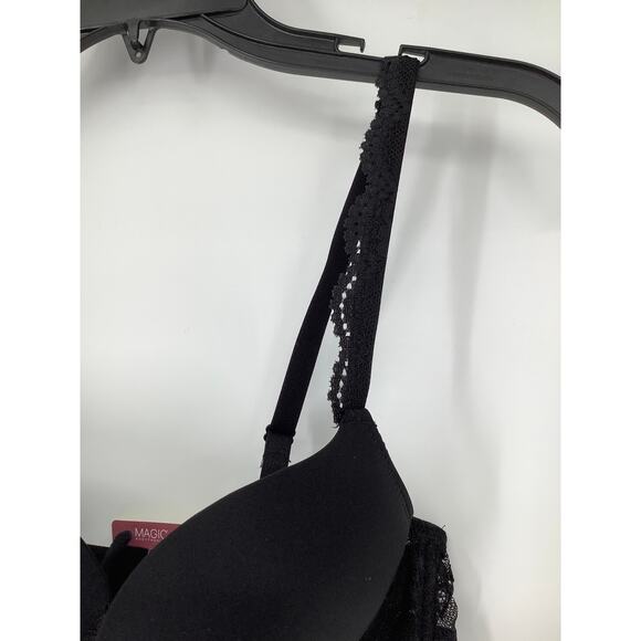 Magic Bodyfashion Women's 34A Black Luxury Gel Bra Underwire Lace Trim G28-16 - Picture 3 of 7